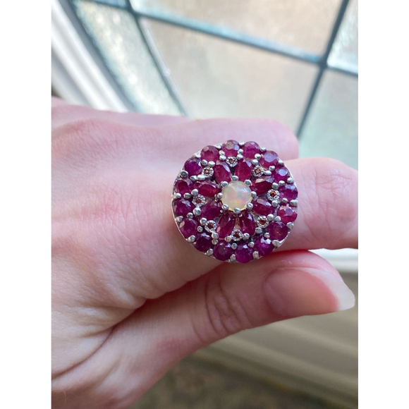 Natural gemstones with Opal Center Ring - Picture 2 of 8